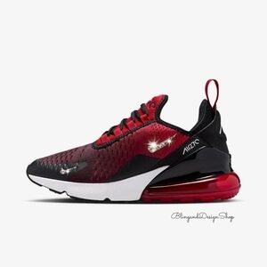 Girls Nike Air Max 270 Red Sneakers made with Swarovski Crystals Custom